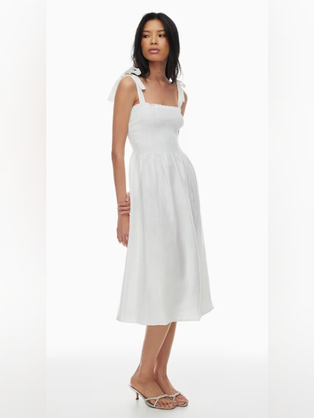 Wilfred Golden Hour Linen Women S White Tie-Shoulder Dress